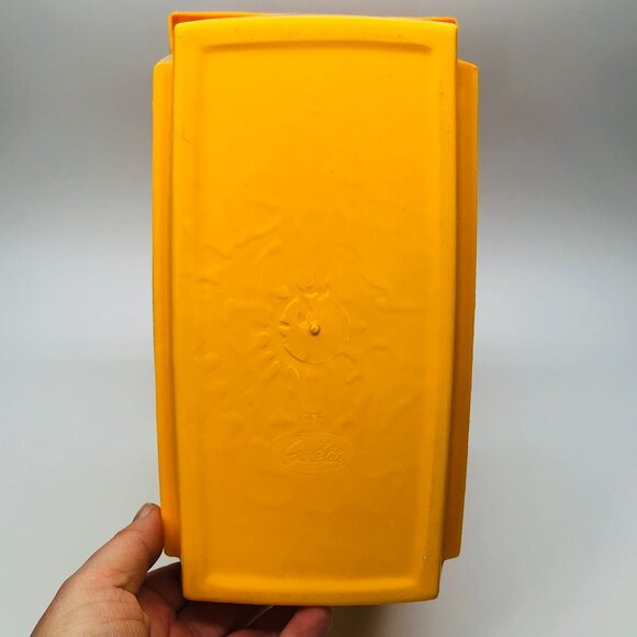 Vintage 60s STERILITE Yellow Plastic Trash Can: Triple Silver Starburst - MCM - Picture 8 of 13